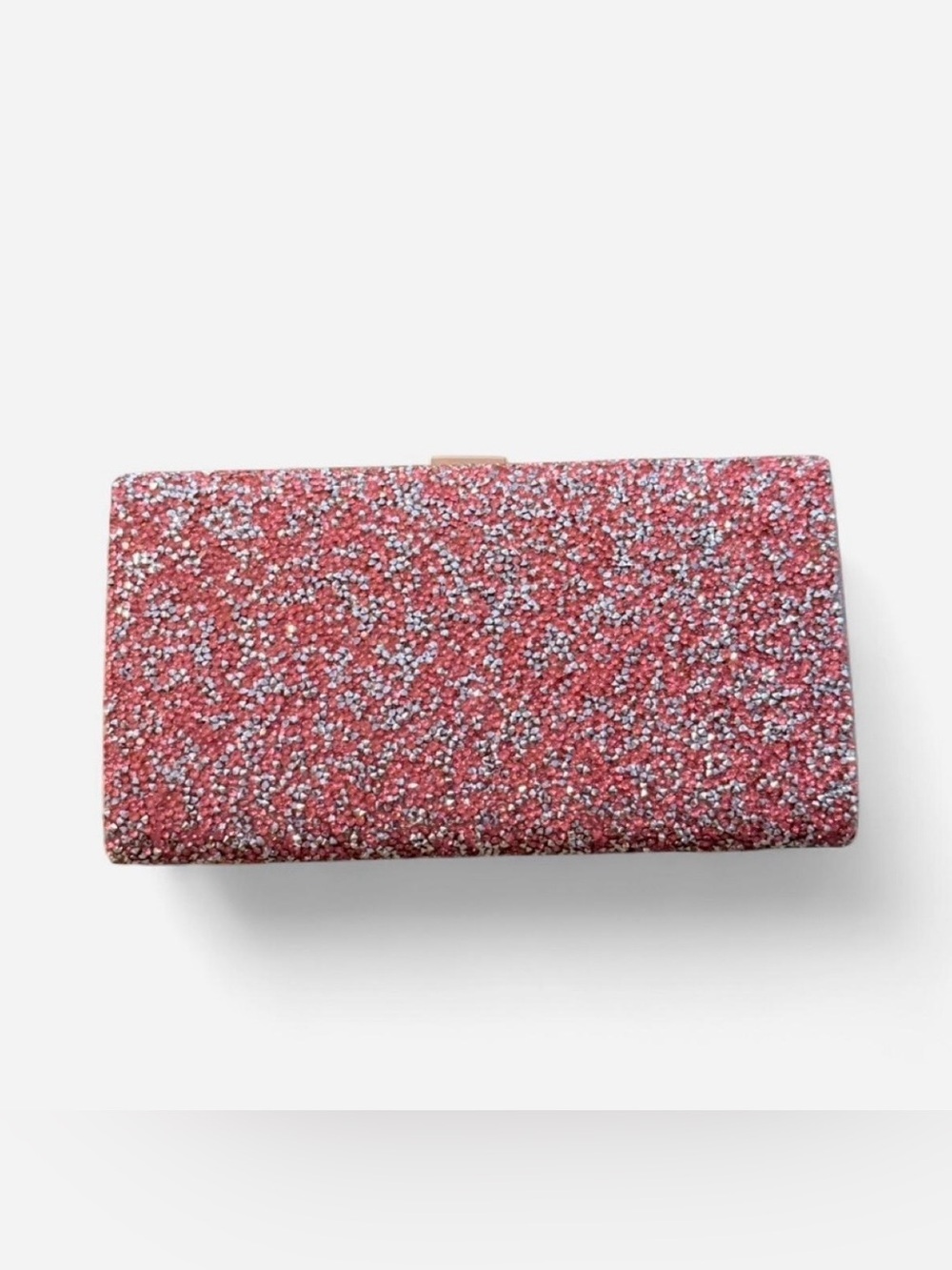 Sparkling Pink and Silver Glitter Evening Clutch